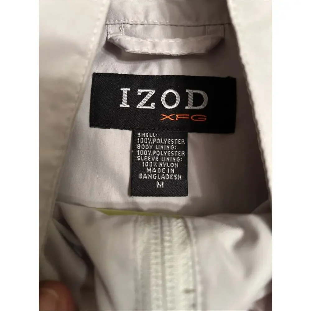 IZOD XFG Men’s Sz M Golf Pullover Windbreaker 1/4 Zip Cream Zip Pockets